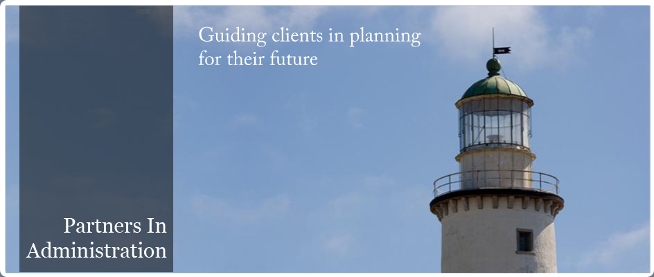 Partners in Administration, Helping clients meet their retirement goals. Image of a man and a woman holding hands outside on a nice day at a beach like location.